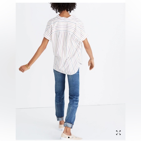 Madewell womens Central Shirt in Sadie Stripe white size small 100% cotton - Picture 3 of 12